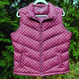 Lands' End Purple with Light Purple Polka Dots Quilted Down Puffer Vest